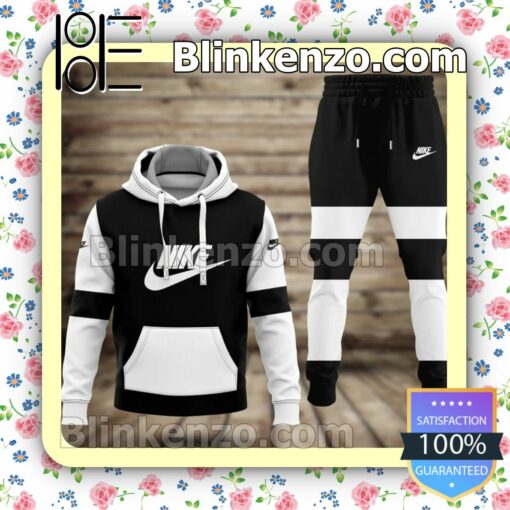 Nike Brand Black And White Fleece Hoodie, Pants
