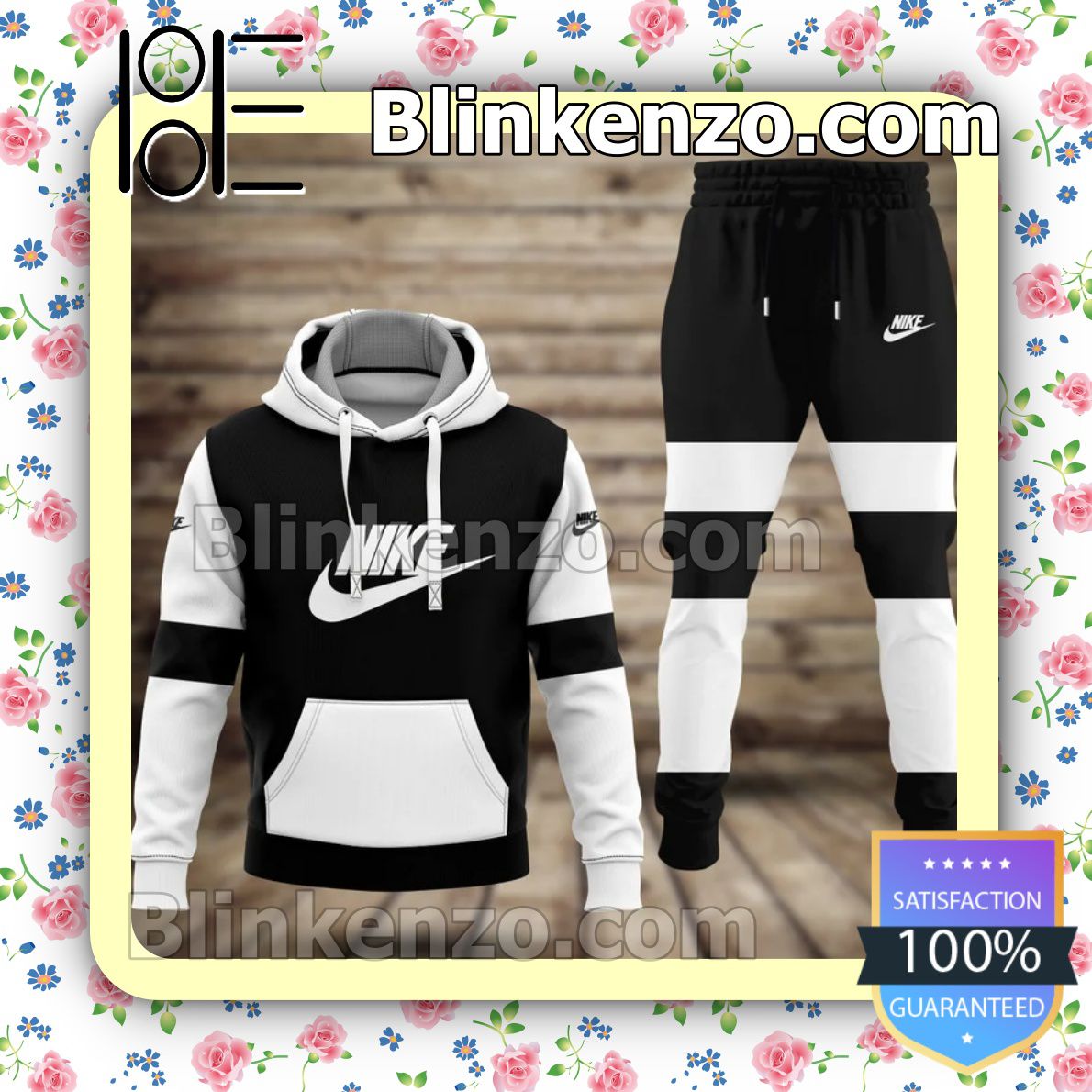 Nike Brand Black And White Fleece Hoodie, Pants