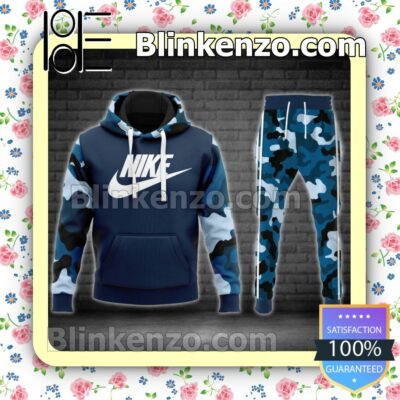 Nike Camouflage Navy Fleece Hoodie, Pants