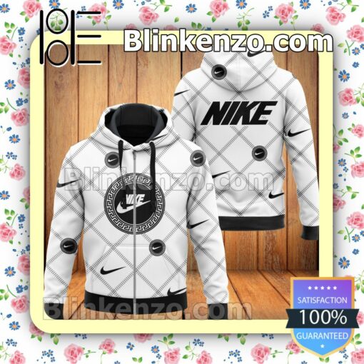 Nike Greek Key Logo Diagonal Square Full-Zip Hooded Fleece Sweatshirt