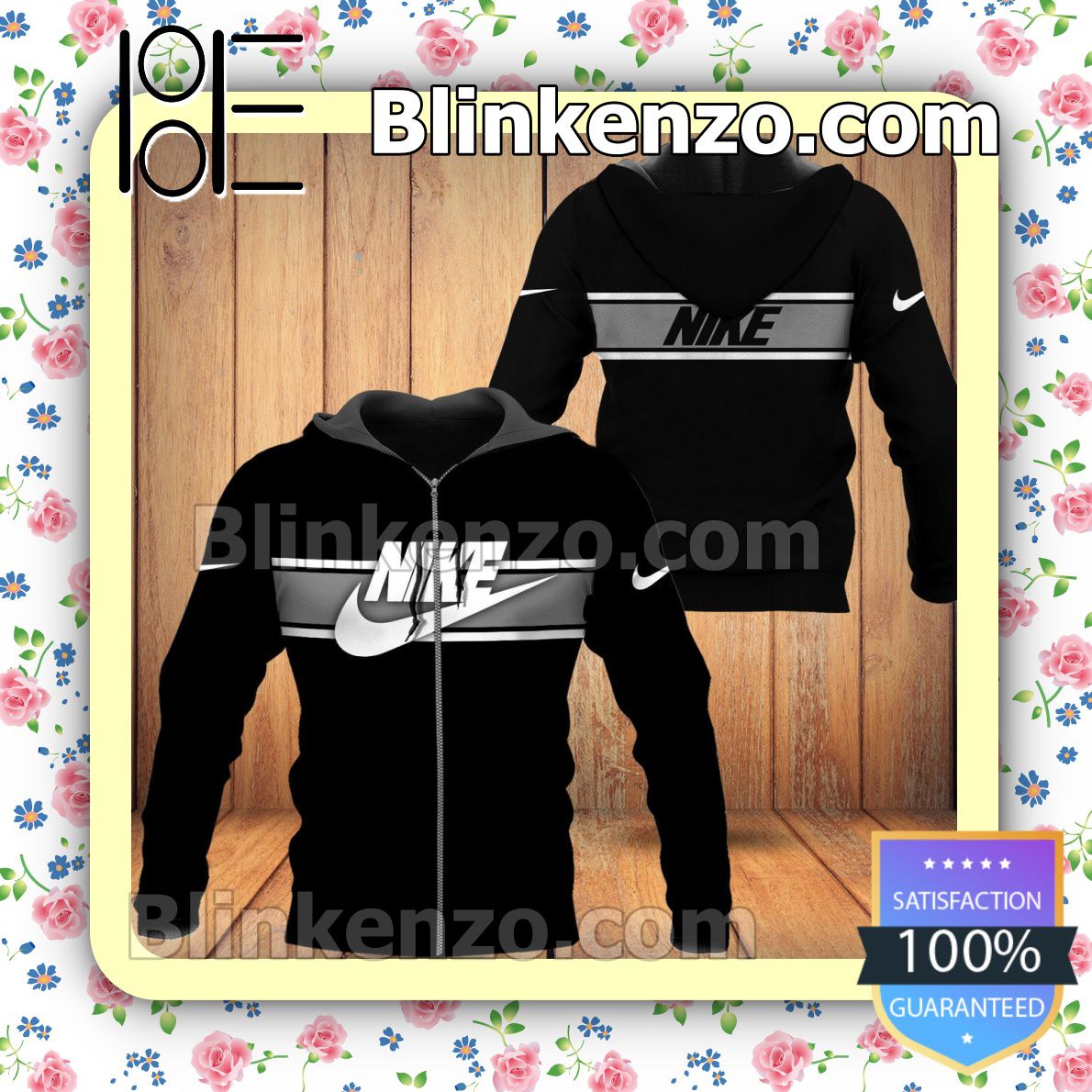 Check out Nike Logo On Horizontal Stripes Full-Zip Hooded Fleece Sweatshirt