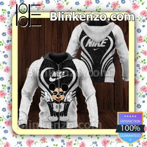 Nike Mickey Mouse Glitter Heart Full-Zip Hooded Fleece Sweatshirt