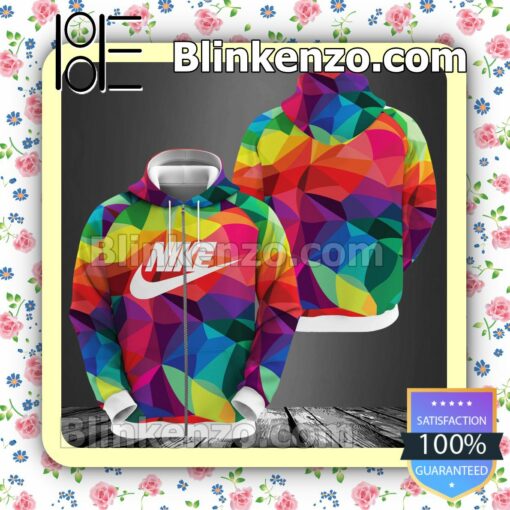 Nike Rainbow Geometric Full-Zip Hooded Fleece Sweatshirt