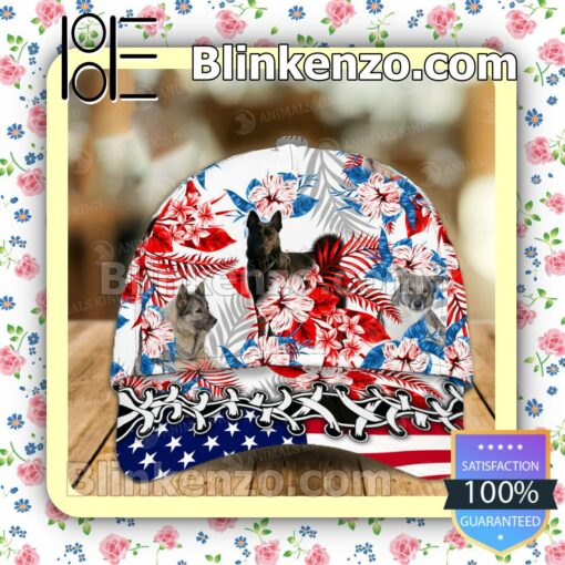 Norwegian Elkhound American Flag Classic Caps