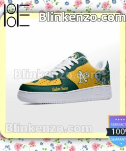 Oakland Athletics Mascot Logo MLB Baseball Nike Air Force Sneakers a