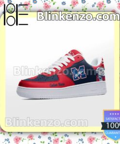 Ole Miss Rebels Mascot Logo NCAA Nike Air Force Sneakers a