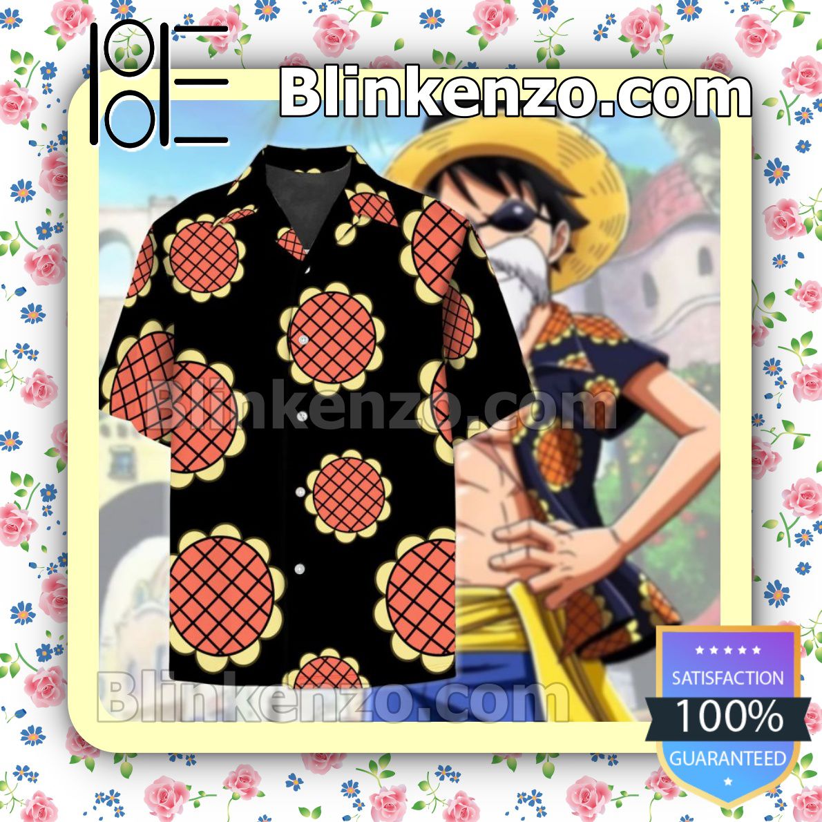 One Piece Monkey D Luffy Cosplay Costume Sunflower Short Sleeve Shirts