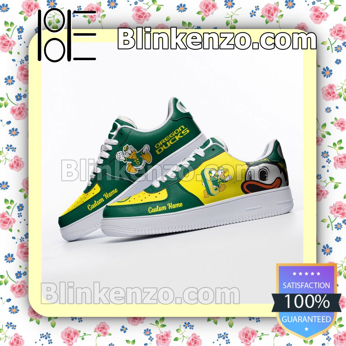 Funny Tee Oregon Ducks Mascot Logo NCAA Nike Air Force Sneakers