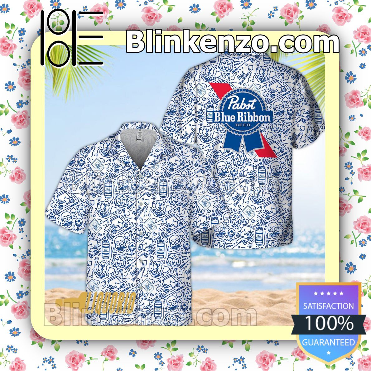 Funny Tee Pabst Blue Ribbon Doodle Art Beach Shirts