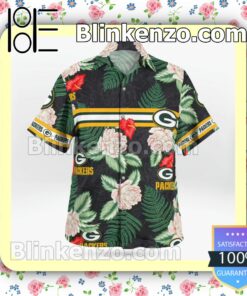 Packers Pattern Rose Flower Casual Button Down Shirts b