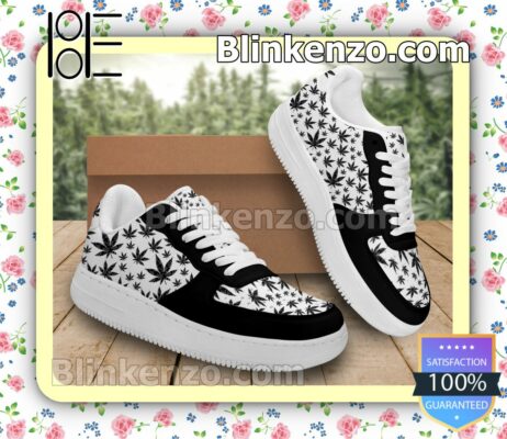 Pattern Black Cannabis Weed Mens Air Force Sneakers