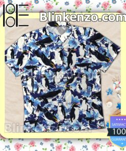 Penguin Floral Summer Beach Shirt a