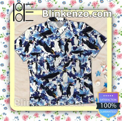 Penguin Floral Summer Beach Shirt a
