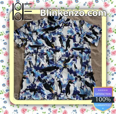 Penguin Floral Summer Beach Shirt c