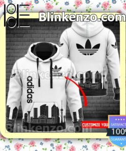 Personalized Adidas City Skyline Silhouette White Fleece Hoodie, Pants