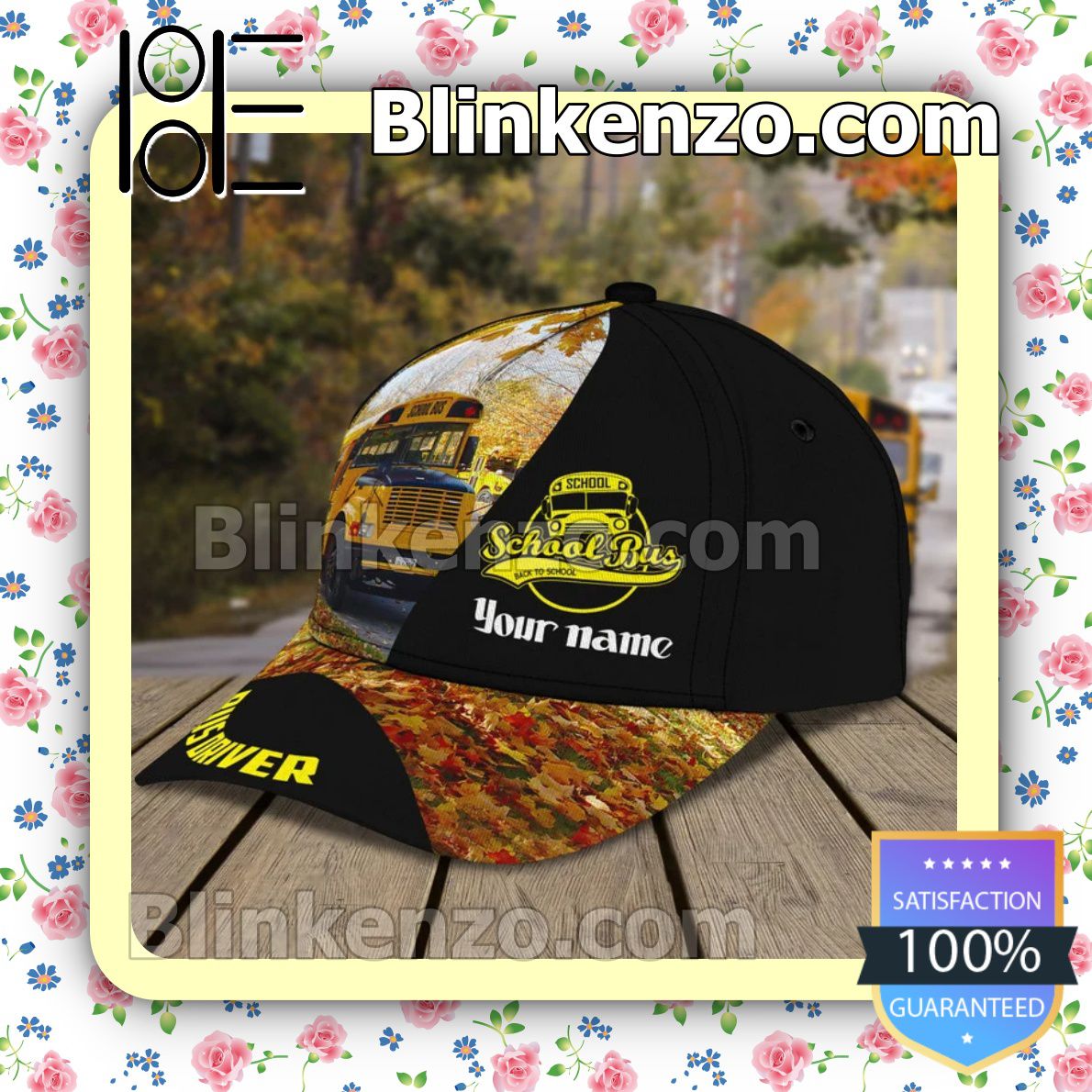Popular Personalized Bus Driver School Bus Autumn Leaves Baseball Caps Gift For Boyfriend