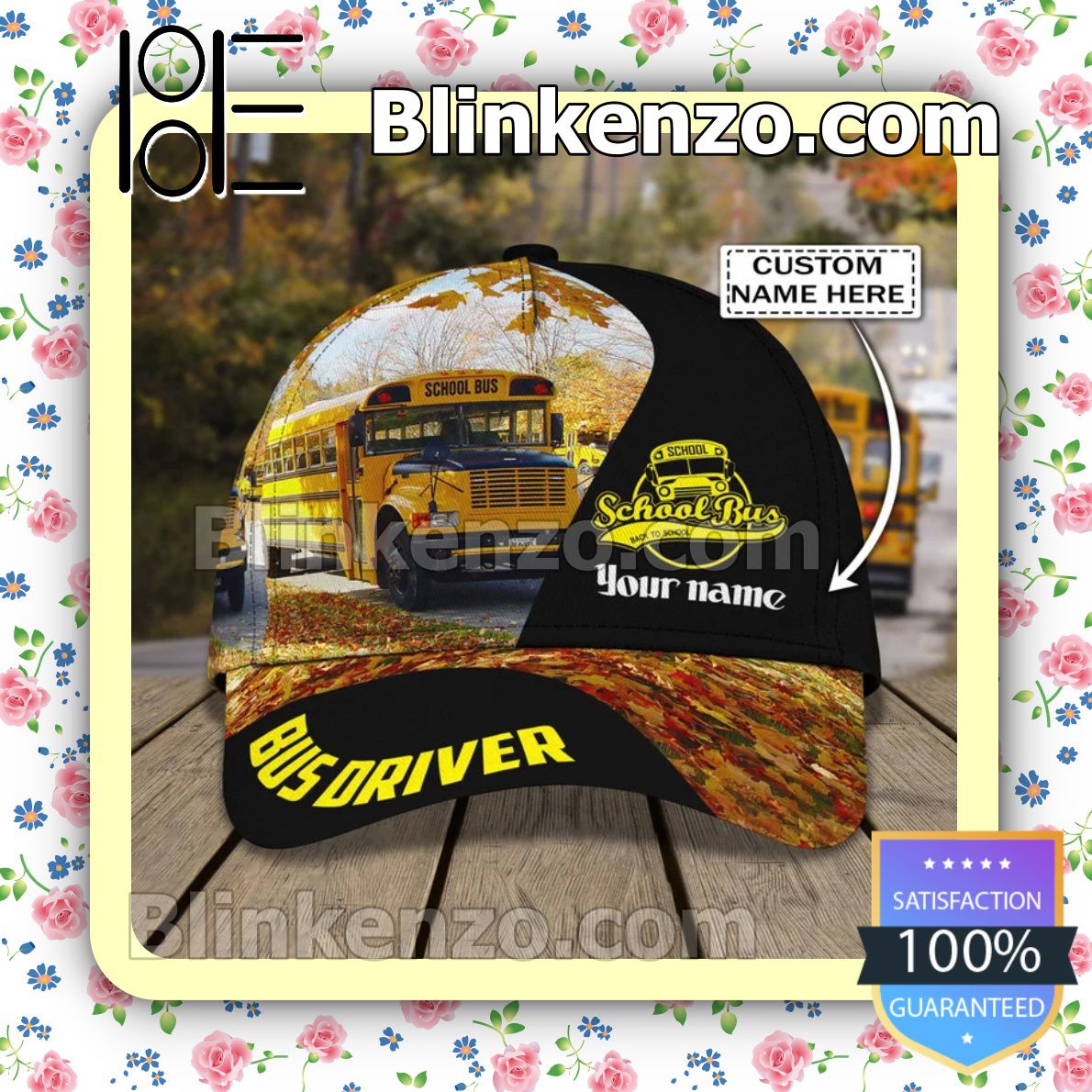 Near you Personalized Bus Driver School Bus Autumn Leaves Baseball Caps Gift For Boyfriend