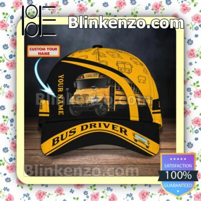 Personalized Bus Driver School Bus Black And Yellow Baseball Caps Gift For Boyfriend