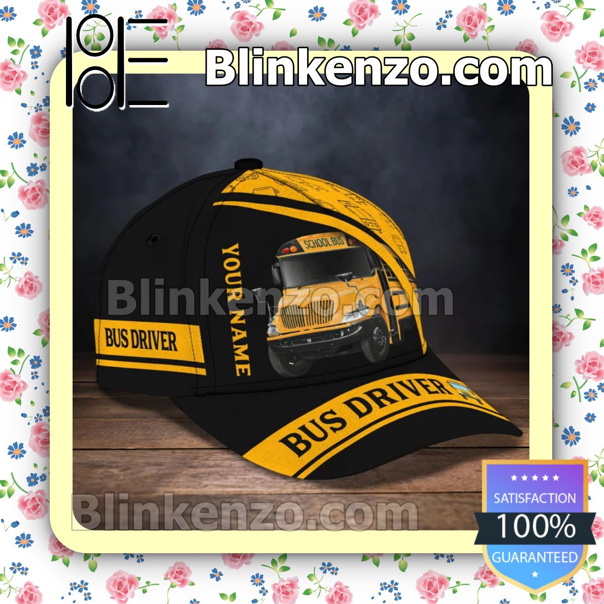 Us Store Personalized Bus Driver School Bus Black And Yellow Baseball Caps Gift For Boyfriend