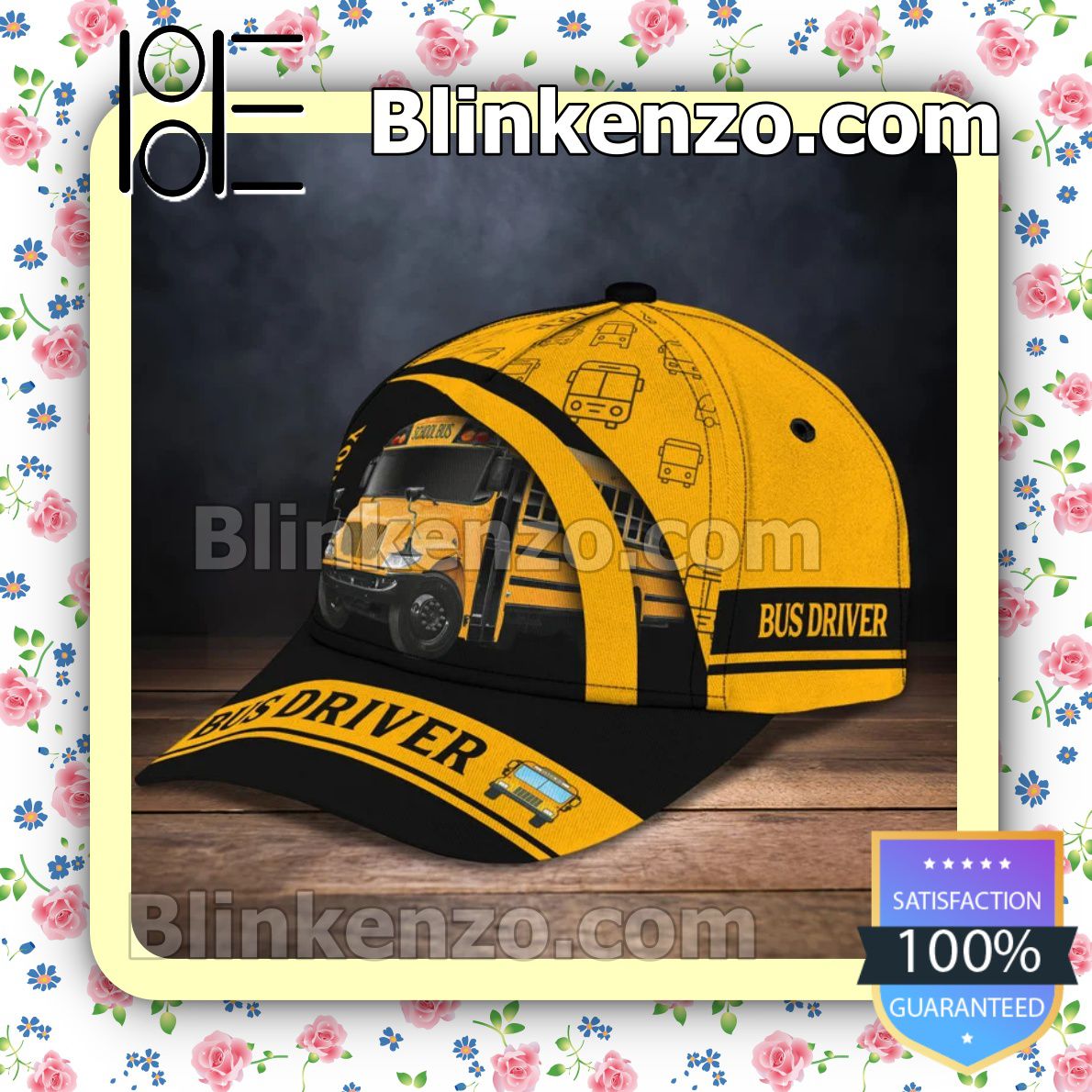 3D Personalized Bus Driver School Bus Black And Yellow Baseball Caps Gift For Boyfriend
