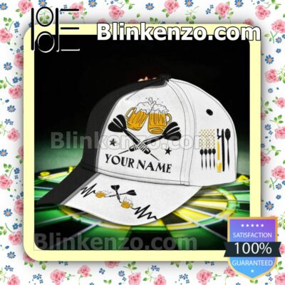 Personalized Darts And Beer Black And White Baseball Caps Gift For Boyfriend