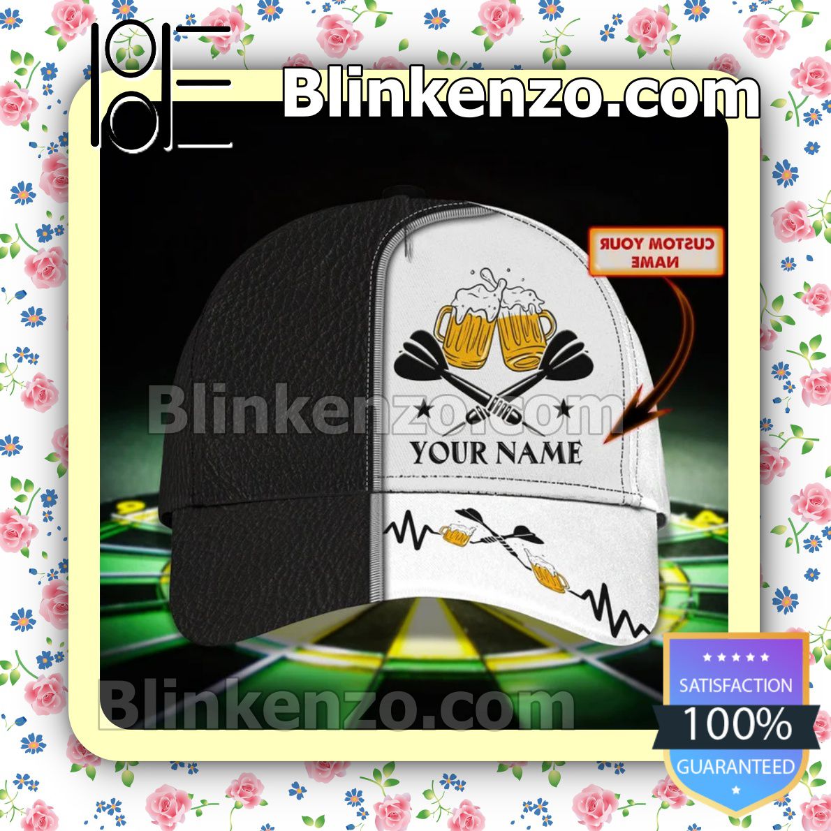 Drop Shipping Personalized Darts And Beer Black And White Baseball Caps Gift For Boyfriend