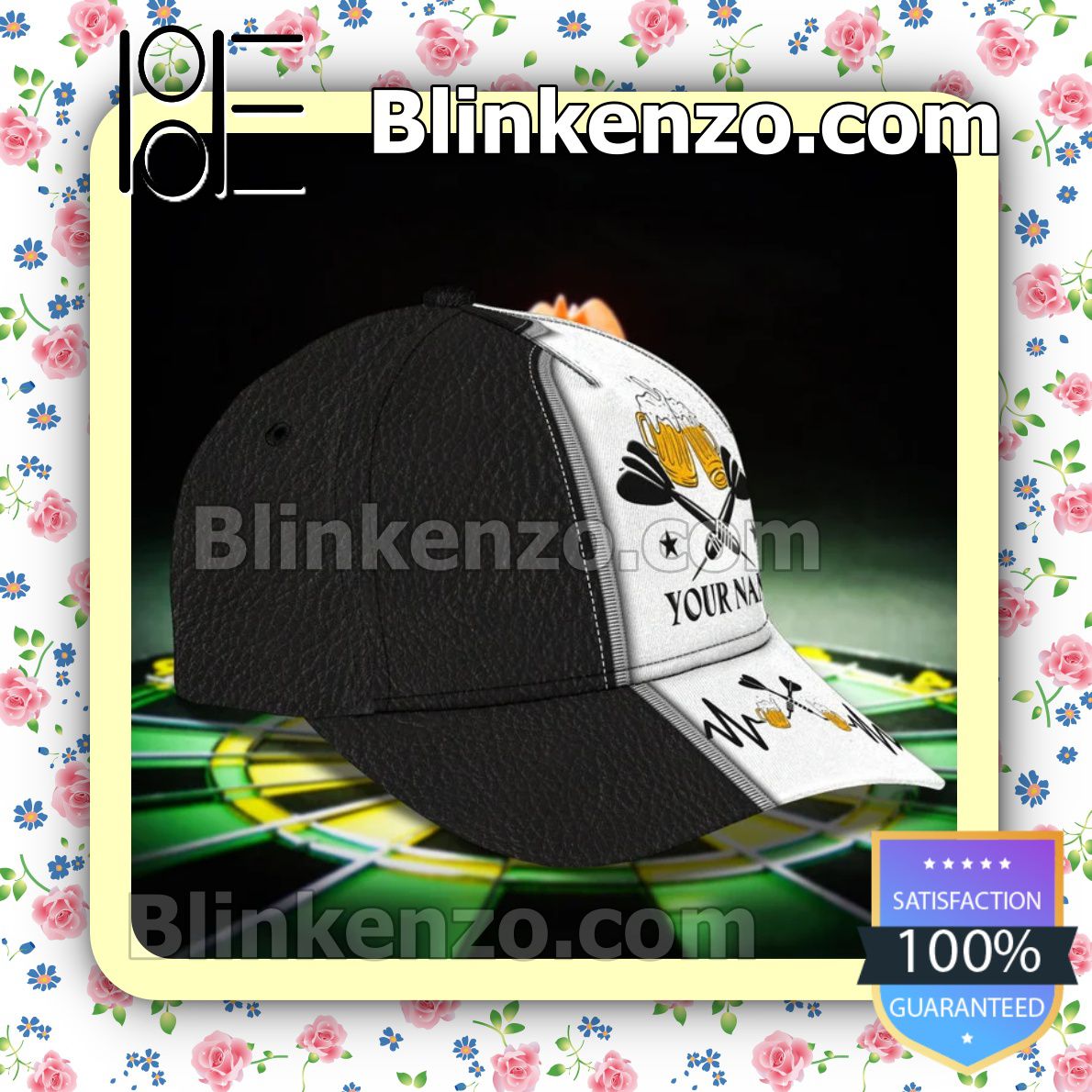 Drop Shipping Personalized Darts And Beer Black And White Baseball Caps Gift For Boyfriend