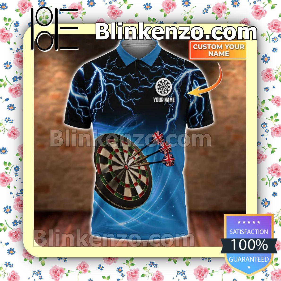 Personalized Darts Lightning Blue Custom Polo Shirt