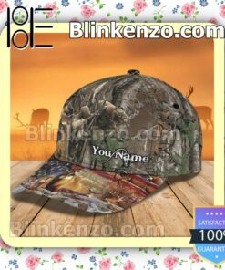 Personalized Deer Hunting American Flag Baseball Caps Gift For Boyfriend b