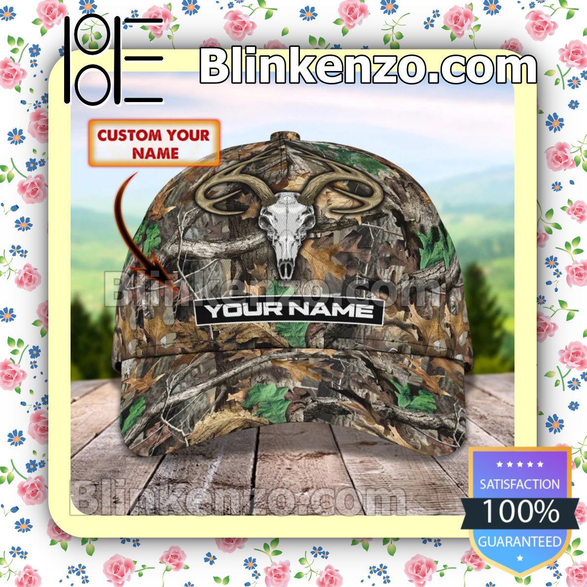 Print On Demand Personalized Deer Hunting Skull Forest Baseball Caps Gift For Boyfriend