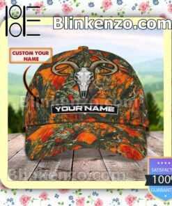 Personalized Deer Hunting Skull Realtree Orange Camo Baseball Caps Gift For Boyfriend