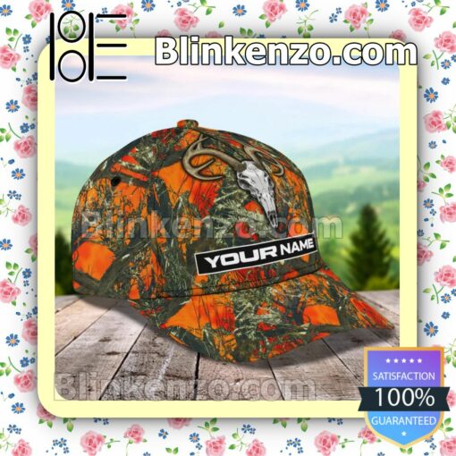 Personalized Deer Hunting Skull Realtree Orange Camo Baseball Caps Gift For Boyfriend a