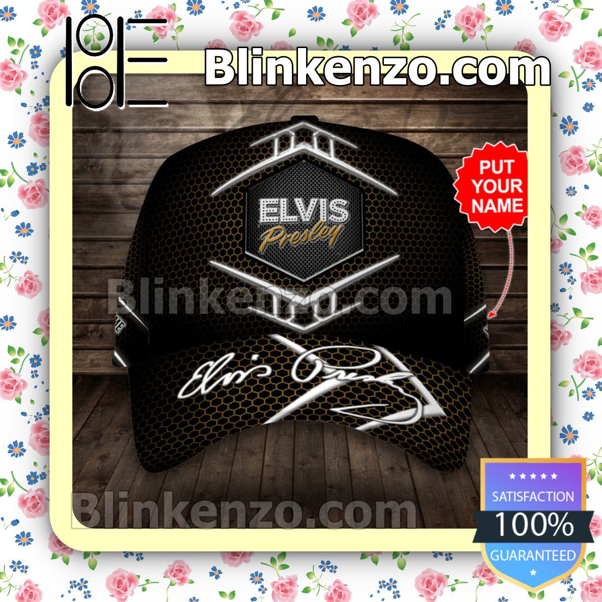 Get Here Personalized Elvis Presley Hive Pattern Baseball Caps Gift For Boyfriend