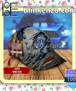 Personalized Ford Mustang American Flag Torn Ripped Baseball Caps Gift For Boyfriend a