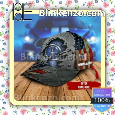 Personalized Ford Mustang American Flag Torn Ripped Baseball Caps Gift For Boyfriend b