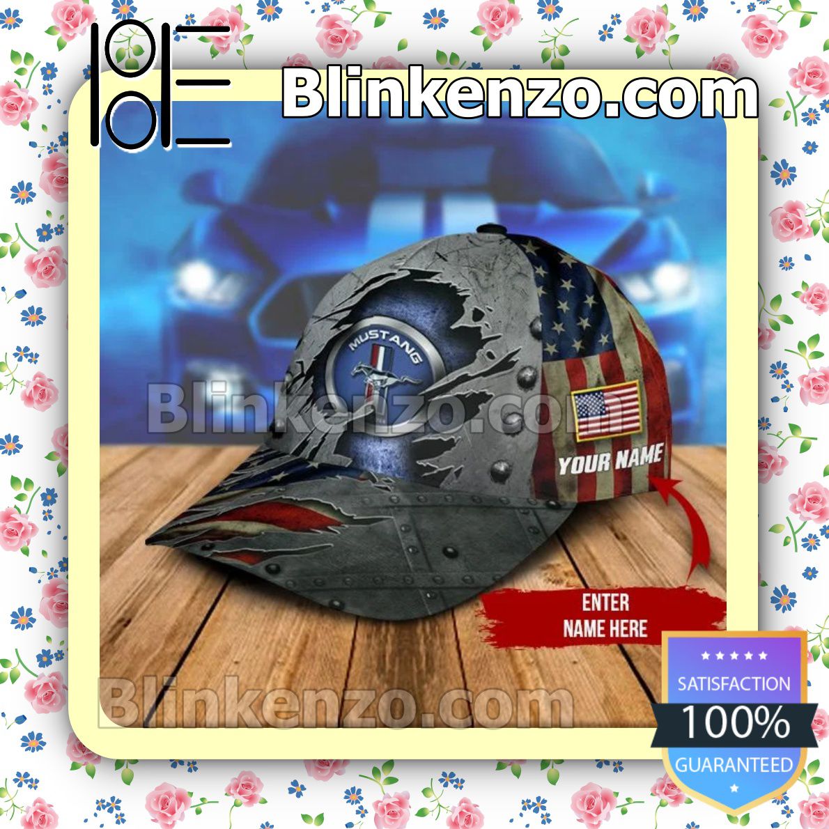 Adorable Personalized Ford Mustang American Flag Torn Ripped Baseball Caps Gift For Boyfriend