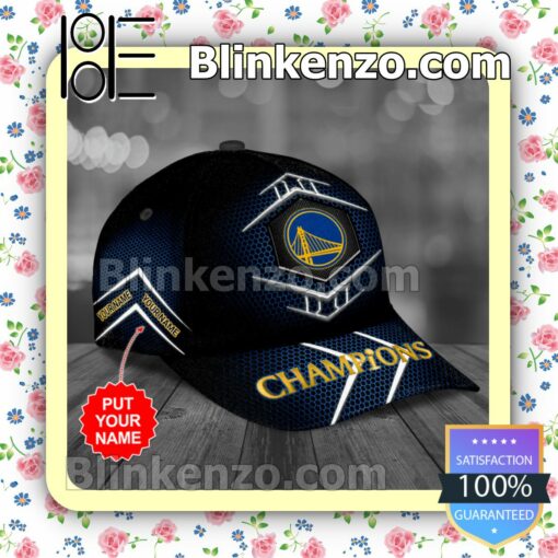 Personalized Golden State Warriors Champions Blue Hive Pattern Baseball Caps Gift For Boyfriend a