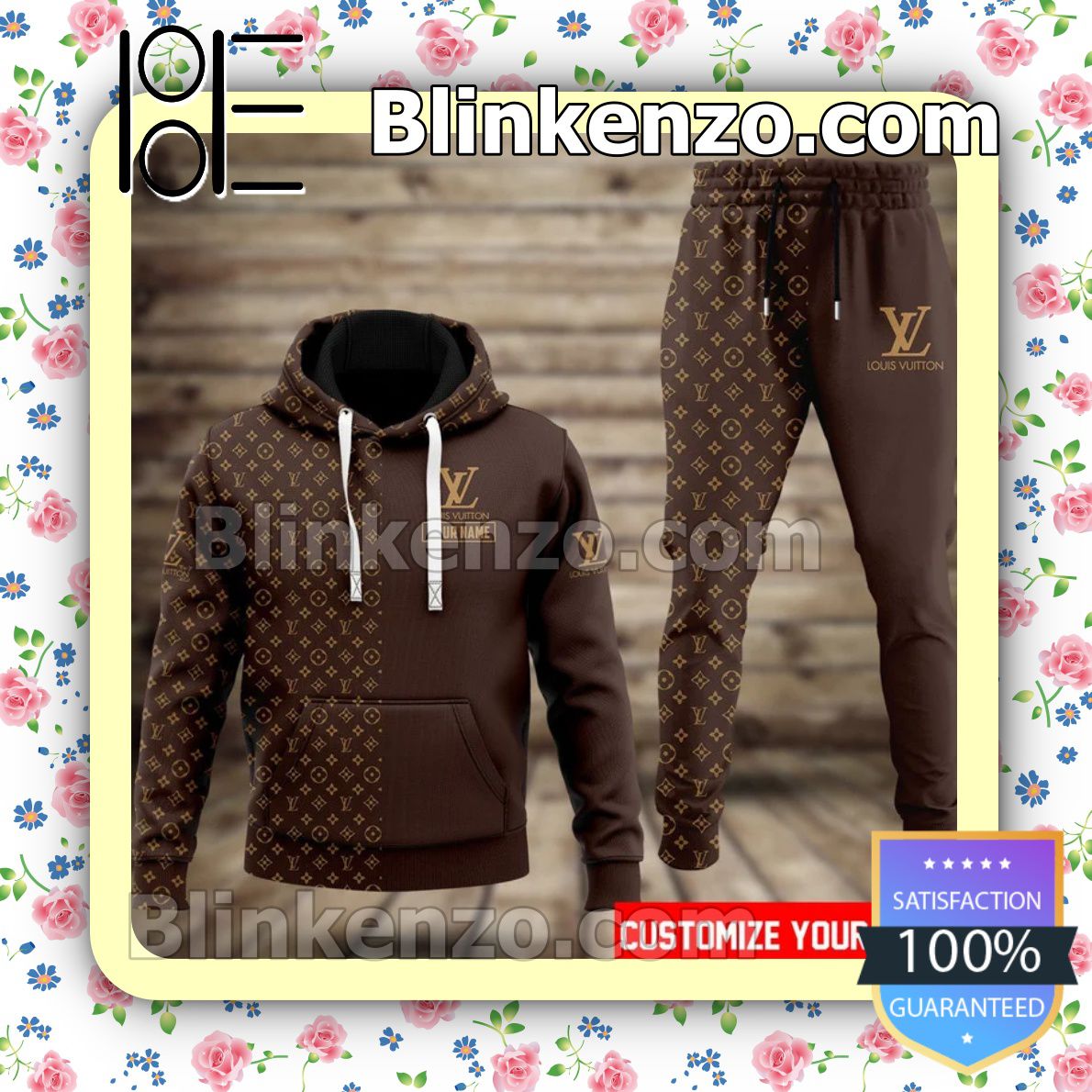Personalized Half Monogram Dark Brown Fleece Hoodie, Pants