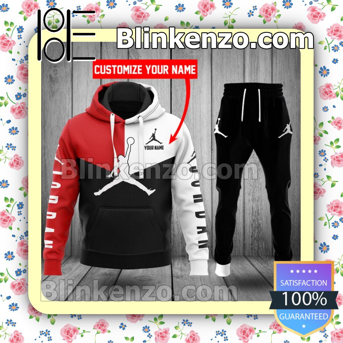 Personalized Jordan Mix Color Red White And Black Fleece Hoodie, Pants