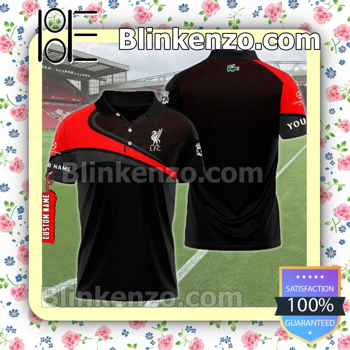 Personalized Liverpool F.c. And Lacoste Logo Custom Polo Shirt