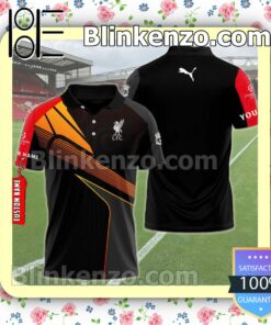 Personalized Liverpool F.c. And Puma Logo Black Custom Polo Shirt