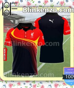Personalized Liverpool F.c. And Puma Logo Red And Black Custom Polo Shirt