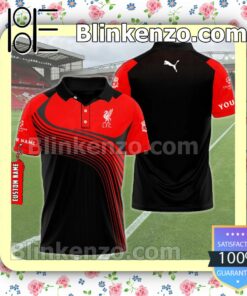 Personalized Liverpool F.c. And Puma Logo Red Black Custom Polo Shirt