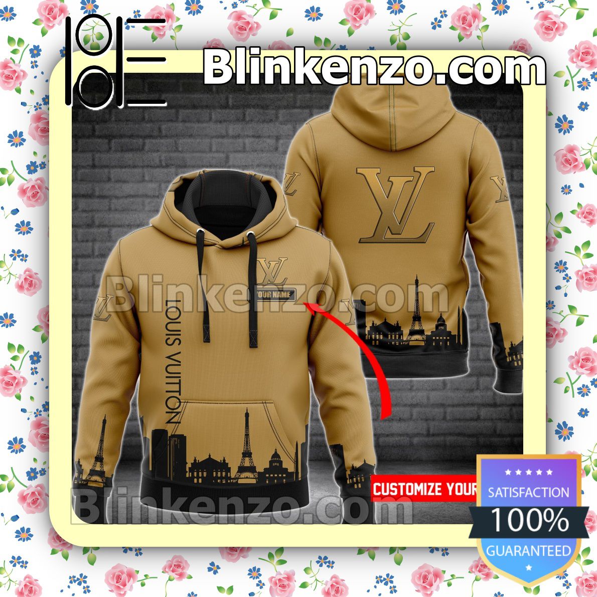 Personalized Louis Vuitton Lv Logo Black And Yellow Hoodie And
