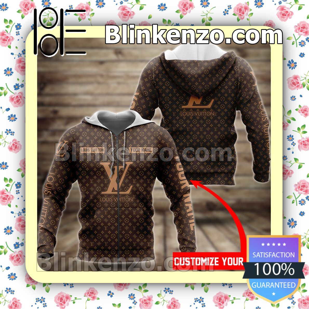 Perfect Personalized Louis Vuitton Dark Brown Monogram Full-Zip Hooded Fleece Sweatshirt