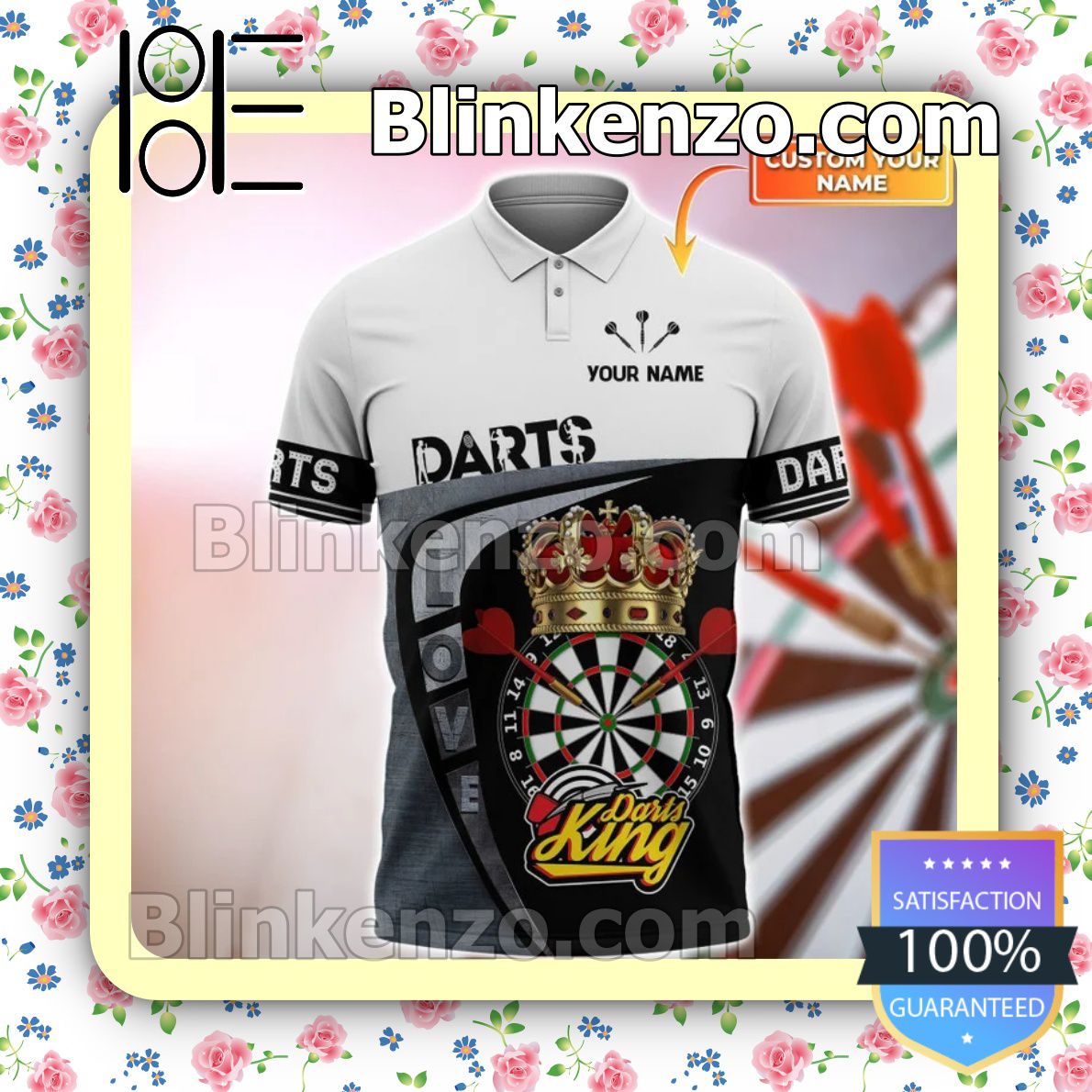 Personalized Love Darts King Crown Custom Polo Shirt