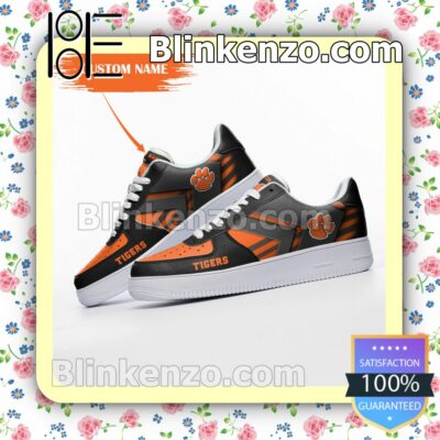 Personalized NCAA Clemson Tigers Custom Name Nike Air Force Sneakers a