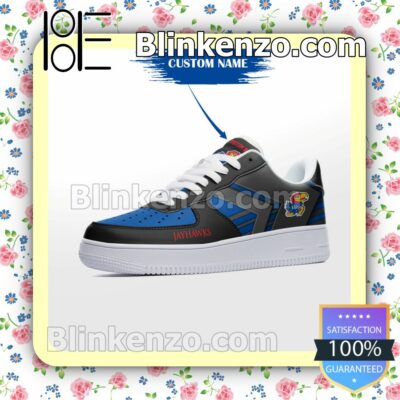 Personalized NCAA Kansas Jayhawks Custom Name Nike Air Force Sneakers b