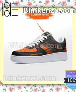 Personalized NCAA Miami Hurricanes Custom Name Nike Air Force Sneakers b