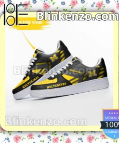 Personalized NCAA Michigan Wolverines Custom Name Nike Air Force Sneakers a